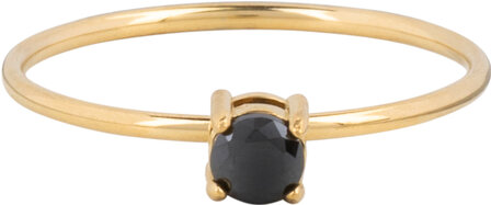 Charmins klassischer Solit&auml;r-Ring, 1 mm, schwarzer Stein, goldfarben, R1425
