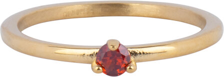 Charmin&#039;s Triangle Solitaire Ring Red Stone Gold-colored Steel R1301