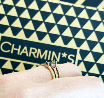 Charmin&#039;s Triangle Solitaire Ring Green Stone Gold-colored Steel R1303