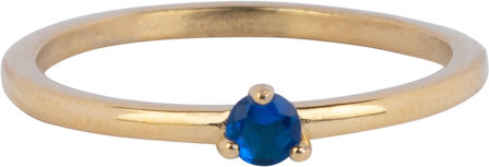 Charmin&rsquo;s Driehoek Solitair Ring Blauwe Steen Goudkleurig Staal R1305