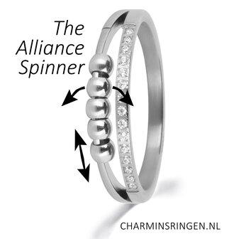 Charmin&#039;s Alliance Ring met Balletjes Anxiety Fidget Staal R1366