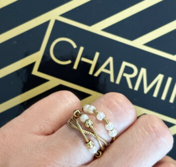 Charmin&#039;s Ring Rotating Pearls Anxiety Fidget Gold-colored Steel R1365