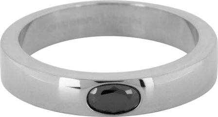 Charmin&#039;s Ring Wide Band Oval Black Stone Steel R1224