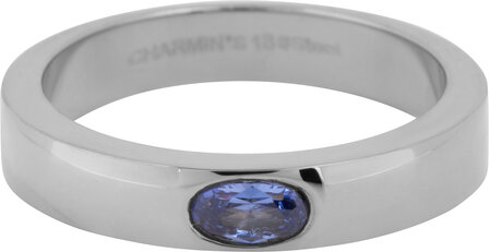 Charmin&rsquo;s Ring Brede Band Ovale Lavendel Blauwe Steen Staal R1228