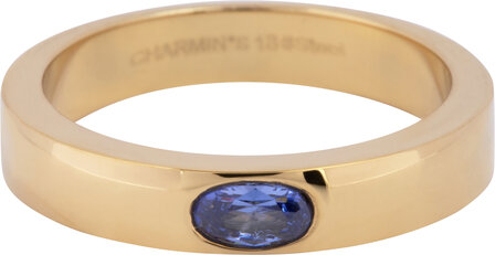 Charmin&#039;s Ring Wide Band Oval Lavender Blue Stone Gold-colored Steel R1229