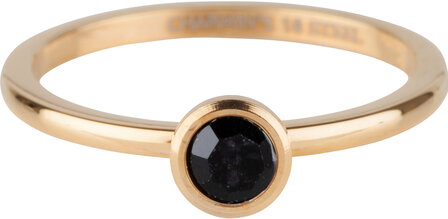 Charmin&#039;s Gold Extension Ring Round Stone Black Crystal 4mm Steel R1021