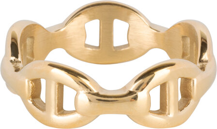 Charmin&rsquo;s Goudkleurige Ring Marine of Gucci Schakel Staal R1395