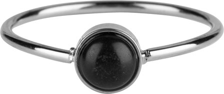 Charmin&#039;s Ring runder Stein schwarzer Howlith-Edelstein 5 mm Stahl R1047