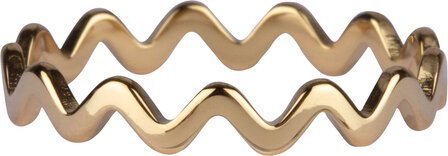 Charmin&rsquo;s stapelring R903 Platte Wave Goldplated