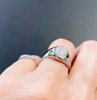 Charmin&#039;s Anxiety Ring Labradorite Gemstone Bead Steel R1340