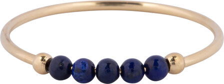 Charmin&#039;s Anxiety Ring Lapis Lazuli Gemstone Bead Steel R1323