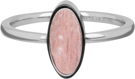 Charmin&#039;s Signet Ring with Oval Pink Rhodonite Gemstone R1283