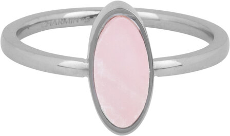 Chevali&egrave;re ovale de Charmin avec pierre pr&eacute;cieuse de quartz rose ovale en acier R1279