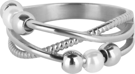 Charmin&#039;s Twisted Ring Boules et Perles Anxi&eacute;t&eacute; Fidget Acier R1362