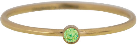 Charmin&#039;s Birthstone Ring August Light Green Stone Goldplated R688/KR97