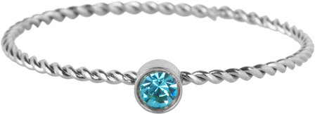 Charmin&#039;s Twisted Birthstone ring Light Blue Crystal Steel R1454
