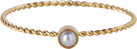 Charmin&#039;s Gold Colored Twisted Birthstone Ring Pearl Steel R1457