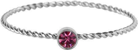 Charmin&#039;s Gedraaide Birthstone Ring Roze Kristal Staal R1450