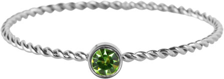 Charmin&#039;s Twisted Birthstone Ring Light Green Crystal Steel R1442