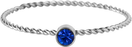 Charmin&#039;s Gedraaide Birthstone Ring Donker Blauw Kristal Staal R1444