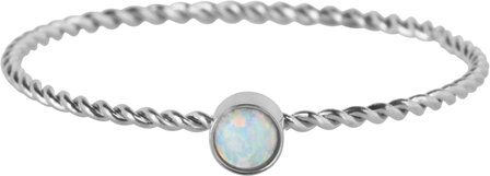 Charmin&#039;s Gedraaide Birthstone Ring Opaal Staal R1460