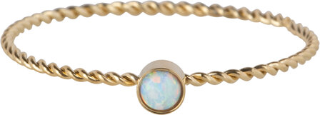 Charmin&#039;s Gold Colored Twisted Birthstone Ring Opal Steel R1461