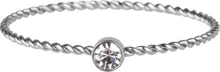 Charmin&#039;s Twisted Birthstone ring White Crystal Steel R944