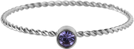 Charmin&#039;s Twisted Birthstone Ring Lilac Purple Crystal Steel R1452
