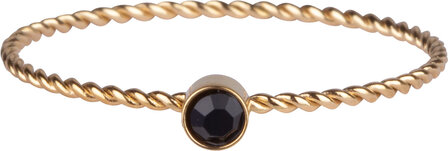 Charmin&#039;s Goudkleurig Gedraaide Birthstone Ring Zwarte Cristal R949