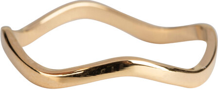 Charmin&rsquo;s goudkleurige stapelring R797 Smooth Waves goldplated staal