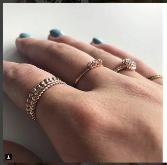 Charmin&#039;s Goudkleurige Ring Birthstone April Witte Kristal Staal Iconic Vintage R436