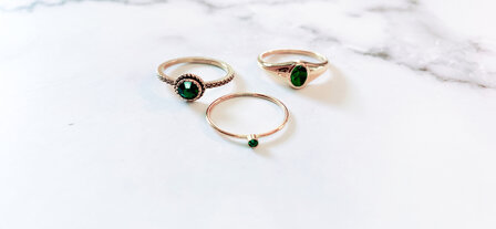 Charmin&#039;s Ring Birthstone May Vert Fonc&eacute; Cristal Acier Iconique Vintage R1524