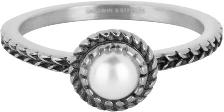 Charmin&#039;s Ring Birthstone June Moonstone Pearl Steel Iconic Vintage R1525