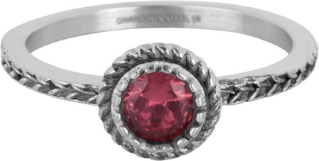 Charmin&#039;s Ring Geburtsstein Juli Pink Fuchsia Kristall Stahl Iconic Vintage R1527