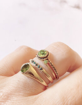 Charmin&#039;s ring R1097 Birthstone August Light Green Stone Goldplated Iconic Vintage 