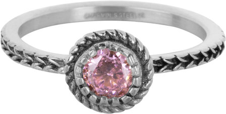 Charmin&#039;s Ring Birthstone Octobre Rose Cristal Acier Iconique Vintage R1530