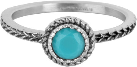 Charmin&#039;s Ring Birthstone D&eacute;cembre Turquoise Cristal Acier Iconique Vintage R1533