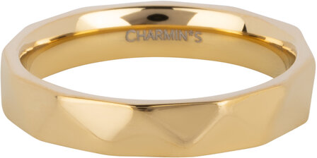 Charmin&#039;s Gold Colored Angled Base Ring 4mm Steel R1544