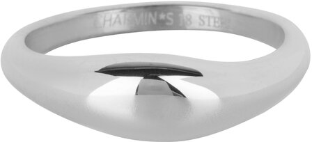 Charmin&#039;s Modern Asymmetrical Signet Ring Oval Steel R1368
