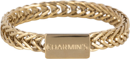 Charmin&#039;s Gold-Colored Fine Braided Ring With Plate 3MM Steel R1490