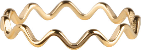 Charmin&rsquo;s goudkleurige stapelring R779 Wave goldplated staal