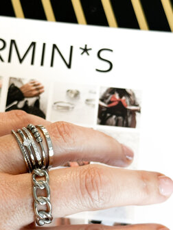 Charmin&#039;s Twin dubbele Ring gedraaid en glad Rolling Anxiety Fidget Goudkleurig R1421