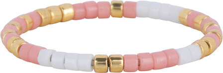 Charmin&#039;s Miyuki Beads Gold Wit Roze Anxiety Fidget Ring R1536