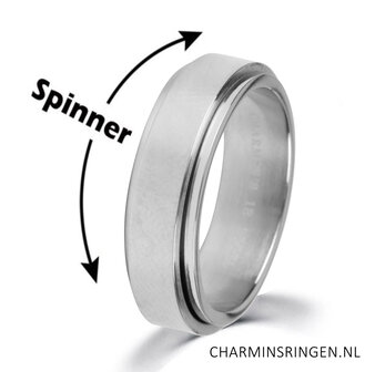 Charmin&#039;s R1068 Turning Anxiety Fidget Ring Shiny Staal