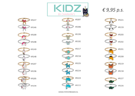 45 Stahl-Emaille-Tier-Kinderringe in 3 Gr&ouml;&szlig;en im Display Easy Order KIDZ (13)