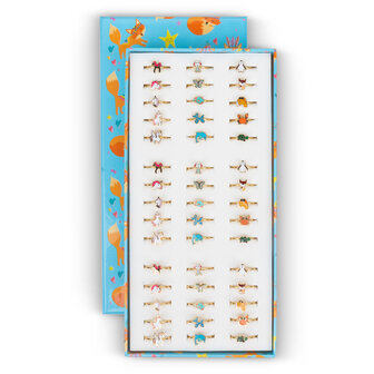 45 bagues pour enfants en acier &eacute;maill&eacute; et animaux dor&eacute;s en 3 tailles en Display Easy Order KIDZ (14)