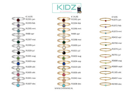 45 stahlfarbene Kinderringe mit runden Steinen in 3 Gr&ouml;&szlig;en im Display Easy Order KIDZ (17)