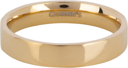 Charmin&#039;s Gold Caterpillar Angled Base Ring 4mm Steel R1560