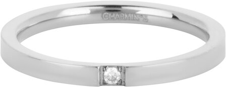 Bague en acier Charmin&#039;s avec cristal de 2 mm R1561 acier pr&eacute;cieux brillant