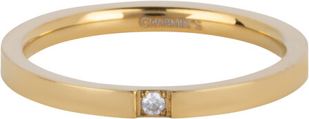 Charmin&#039;s Steel Bague couleur or avec cristal de 2 mm R1562 acier pr&eacute;cieux brillant